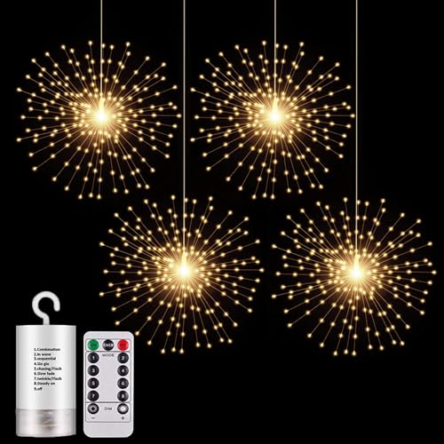 SHUKAN 4 Pack 800 LED Starburst Sphere Lights,Firework Light Remote Control