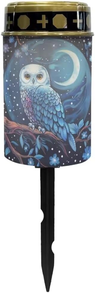 Kuiaobaty Owl LED Solar Lights for Outside Modern Pathway Lights Solar Powered Cemetery Candle Holder for Grave Outdoor Solar Pathway Lights for Yard Halloween Pathway Lights Gift for Mom