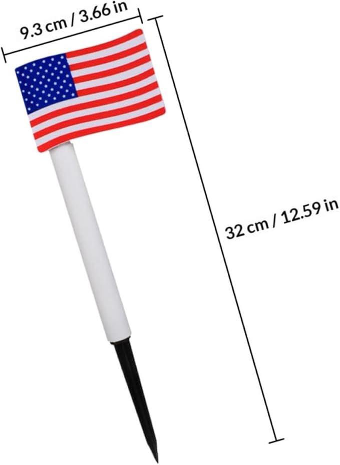2pcs Solar Garden Path Lights American Flag LED Outdoor Lawn Lamp with Ground Plug for Independence Day Decoration Random Color