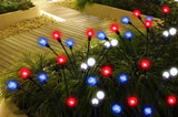 Solar Powered Garden Lights, Red White Blue Firefly Branch Lights, LED Decorative Stake Lights for Outdoor Pathway | Lumora