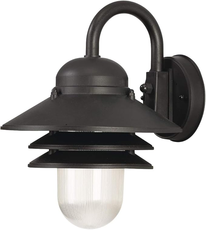 Solus S75VC Nautical Outdoor Wall Light Fixture – Black or White – Composite & Clear Acrylic Lens, LED Bulb Included, Non-Corrosive, Made in USA, (Black, Cool White (4000K), Single Pack)