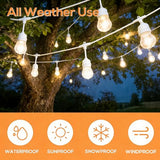 SUNTHIN 50FT White Outdoor String Lights with 16 1W LED Bulbs
