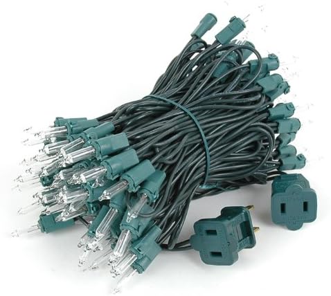 Novelty Lights 34 Feet 100 Bulbs Traditional Incandescent Mini Lights, Clear on Green Wire with 4" Spacing, Commercial Grade and UL Listed for Indoor/Outdoor Use, End-to-End Connectable