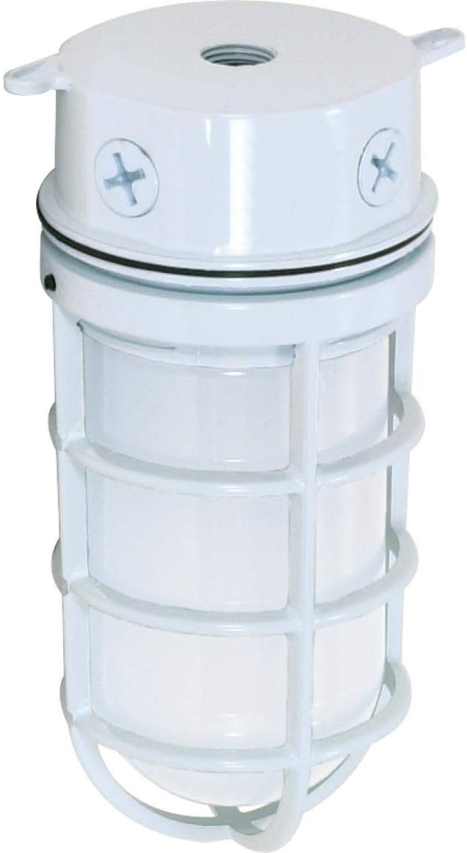 Nuvo Lighting SF76/616 Industrial Style Small Heavy Duty Aluminum Durable Outdoor Close to Ceiling Porch and Patio Light with Frosted Glass, White