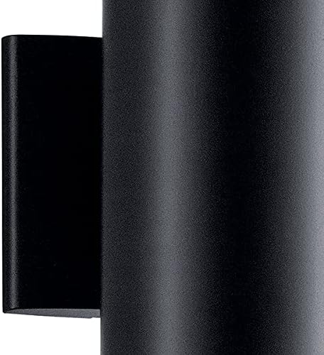 Kichler Cylinders 12" Outdoor Wall Sconce in Black, 2-Light Exterior Wall Light, Cylinder Fixture, (12" H x 5" W) | Lumora