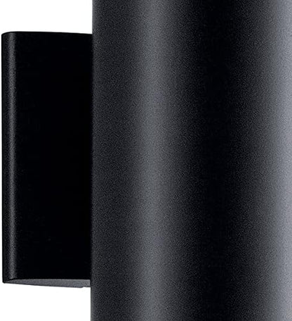 Kichler Cylinders 12" Outdoor Wall Sconce in Black, 2-Light Exterior Wall Light, Cylinder Fixture, (12" H x 5" W), 9244BK (Pack of 2)