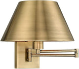 Livex Lighting 40030-01 25" One Light Swing Arm Wall Mount, Antique Brass Finish with Satin Brass Metal Shade | Lumora