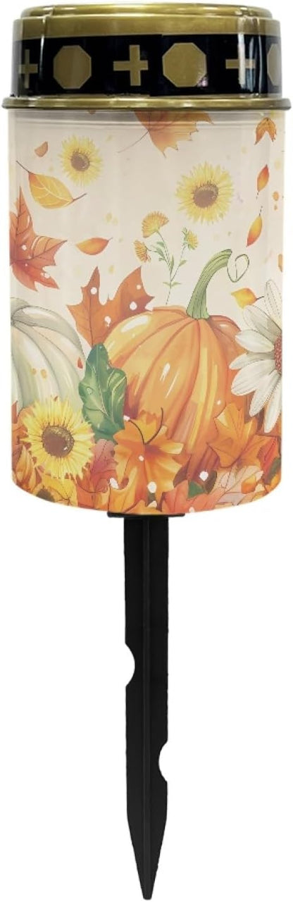 Autumn Fall Pumpkin Outdoor Solar Lights,Solar Stake Lights Waterproof Solar Garden Lights Landscape Lighting Solar Pathway Lights Solar Lantern Outdoor Powered-Warm White