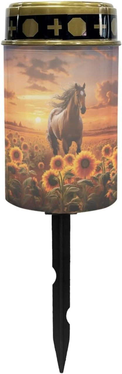 Sunflower Horse Solar Horse Lights for Outside,Solar Walkway Lights Outdoor Waterproof Solar Pathway Lights Solar Powered Lantern Landscape Lighting-Warm White