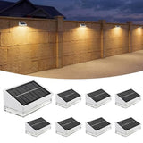 Solar Fence Lights 8 Pack, Outdoor Solar Lights with 3 Color Temperatures, IP65 Waterproof Wide-Angle LED Lighting for Fence, Patio, Yard, Deck, Wall, Garden (White)
