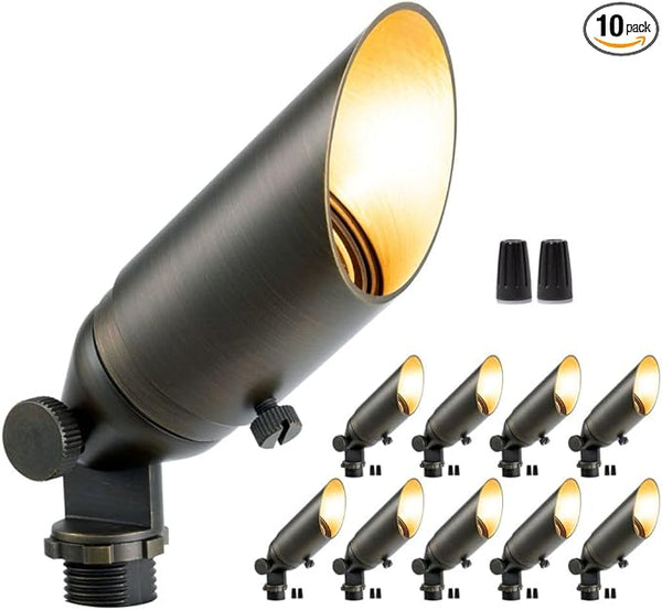 Gardenreet 12V Spotlight Low Voltage - Low Lumen LED Outdoor Light Fixture, Hardwired Brass Landscape Lights | Lumora