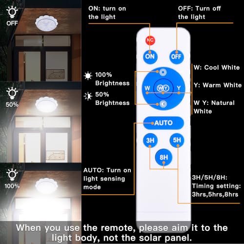 MEIHONG Solar Ceiling Light, Solar Shed Light Indoor Outdoor Use with Timer