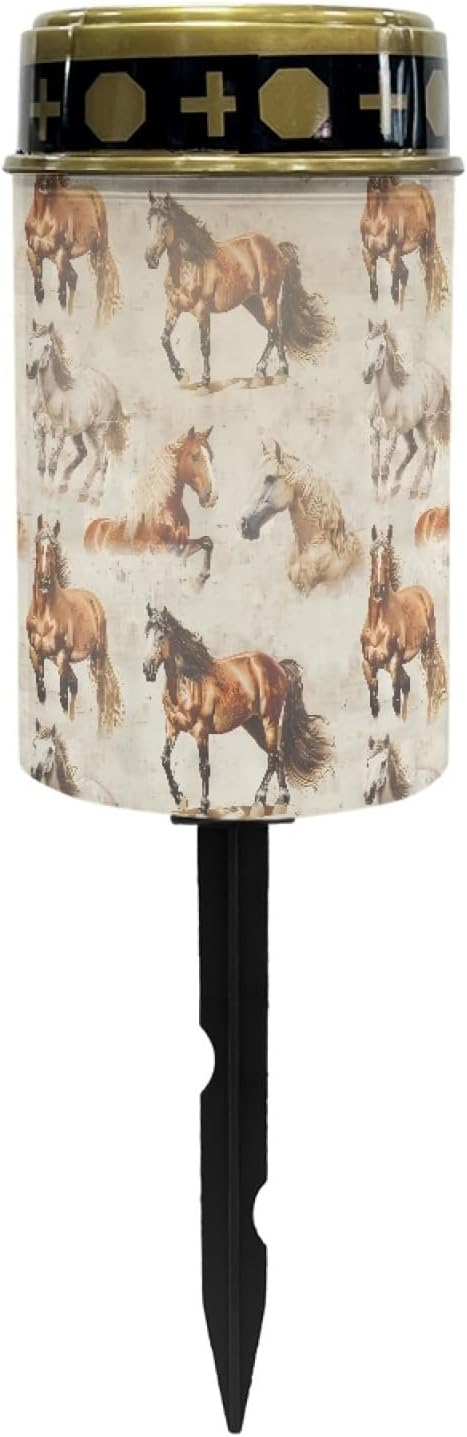 Western Horse Solar Pathway Lights,Solar Lights Outdoor Waterproof Garden Stake Lights for Outside Yard Patio Landscape Lighting Flameless Warm White Pathway Lights Spotlights