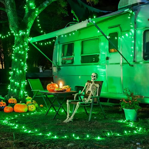 JMEXSUSS 200 LED Halloween Lights Outdoor, 66ft Green String Lights Plug in