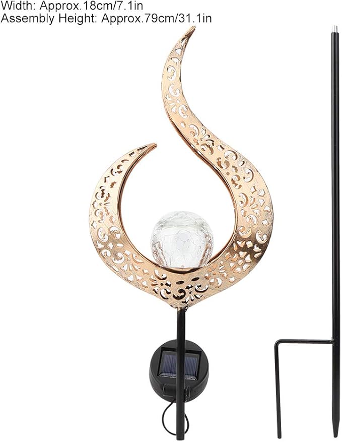 LED Solar Lawn Light, Outdoor Solar Pathway Light with Metal and Glass Moon Design, Weather Garden Decoration Lamp for Courtyard Lawn