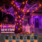 TW SHINE Purple and Orange Halloween Lights, 2 Pack 20FT 100 Count Incandescent Mini String Lights, Waterproof Halloween Decorations for Outdoor Indoor Patio Home Party Garden Yard Decor