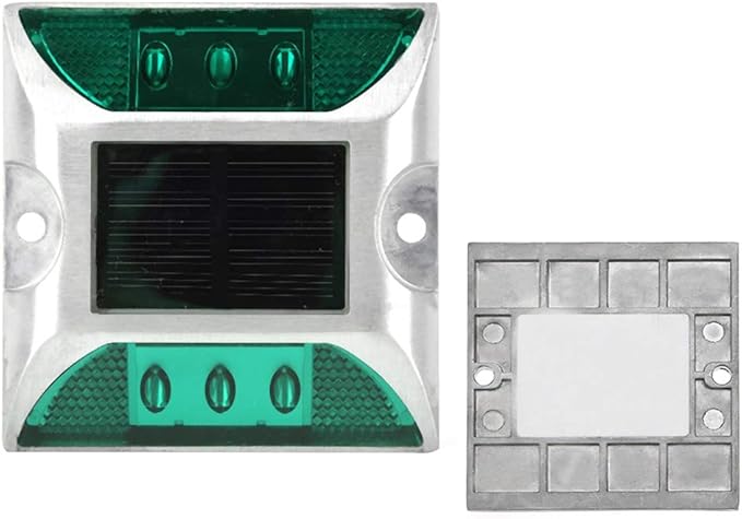 Dioche 2 Pcs Solar Power Ground Marker Lights/Outdoor Driveway Road Stud Lamp 6 LED/Road Stud Pathway Marker Light