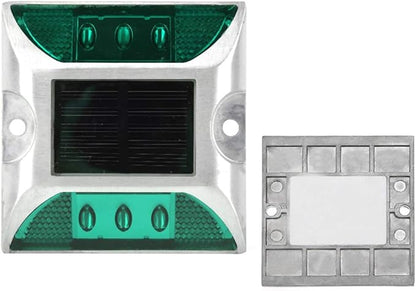 Dioche 2 Pcs Solar Power Ground Marker Lights/Outdoor Driveway Road Stud Lamp 6 LED/Road Stud Pathway Marker Light