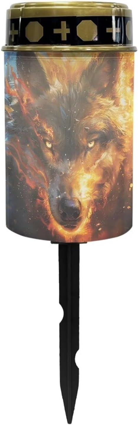 Wolf Flame Cemetery Solar Lights Garden Solar Lights Outdoor Solar Stake Lights with Led Warm White Decorative for Remembrance Sympathy Gifts