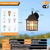 Dawn to Dusk Sensor Outdoor Wall Light Fixtures Waterproof Anti-Rust Exterior Lighting Fixtures Black Outdoor Wall Lantern for Porch Patio Front Door Garage House
