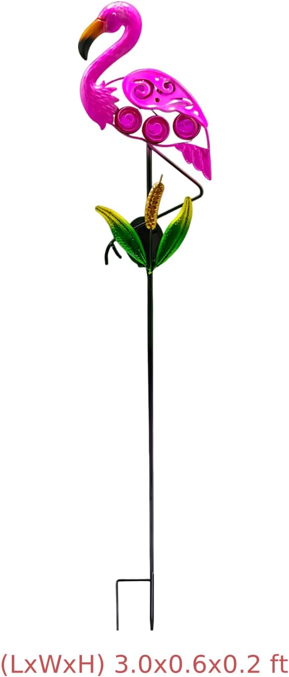 Flamingo Solar Pathway Lights, 36.2 In Metal Waterproof Garden Decor, For Lawn, Yard, Patio, Outdoor Solar Lamp