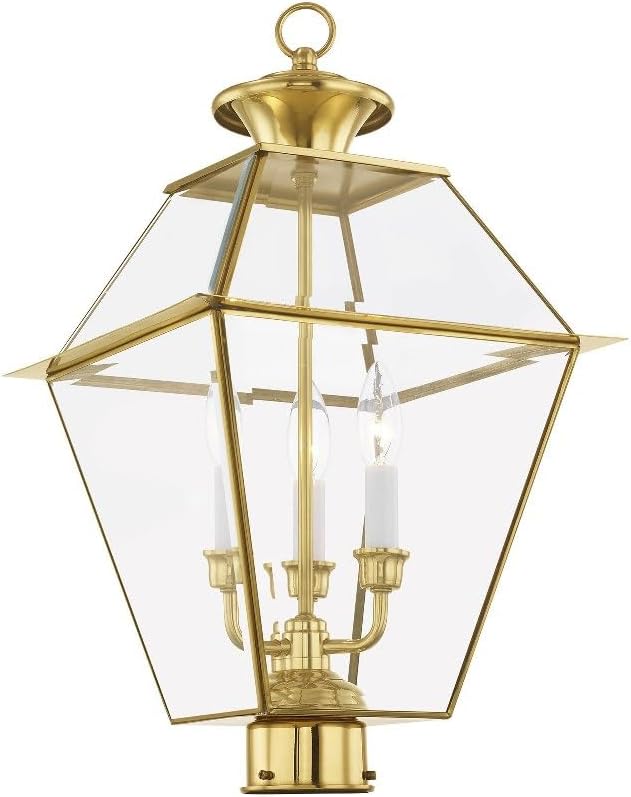 Livex Lighting Lantern 2384-91 Transitional Three Light Post-Top Lanterm from Westover - Outdoor Path Light | Lumora