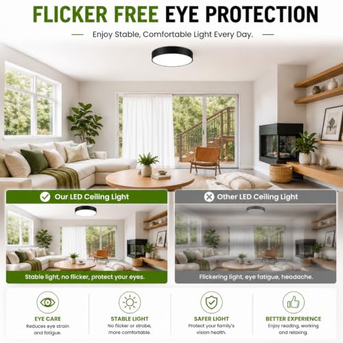 2-Pack 13Inch Black Ceiling Light , 3CCT Dim LED Flush Mount Ceiling Light