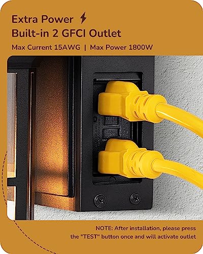 EDISHINE Motion Sensor Dusk to Dawn Outdoor Wall Lights with GFCI Outlet