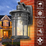 Darkaway Outdoor Porch Lights Wall Mount, Outdoor Light Fixtures Sconces Wall Lighting with Seeded Glass Waterproof Exterior Lights for Patio Yard House Hallway Doorway Garage(1 Pack, Black)