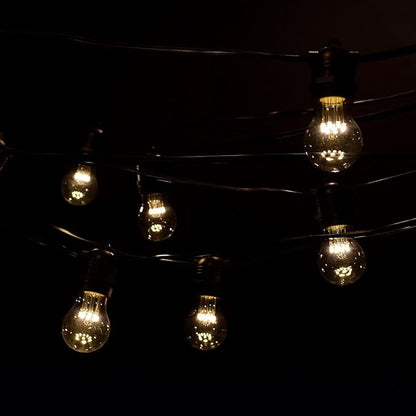 Hometown Evolution, Inc. E26 Commercial String Lights with 16 Gauge Wire (50 Foot 25 Socket, A15 LED 9 Diode 1 Watt Bulbs)