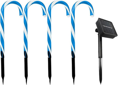 Solar Candy Cane Christmas Lights - Outdoor Pathway Decor for Walkway, Driveway, Sidewalk, Garden