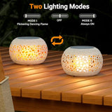 Solar Lanterns Outdoor Waterproof Table Lights: Upgraded Solar Flame Lantern, 2 Lighting Modes White Lantern Flickering Light for Garden Yard Balcony Indoor Tabletop Decor, Gifts for Women