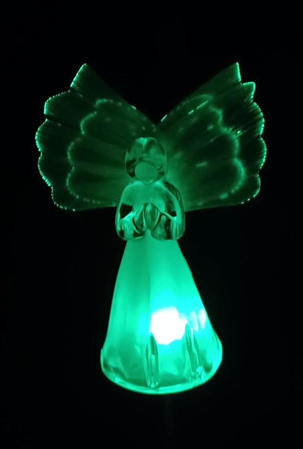Starry Illuminate 1 PCS Solar Color Changing Fiber Wings Angel Style Garden Stake Light, Clear