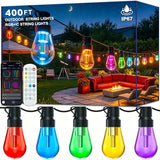 AILBTON RGB+IC 400FT Outdoor String Lights Bulbs IP67 Waterproof LED Color Changing Smart App Hanging Shatterproof Light with Remote Controller for Outside, Patio, Backyard, Garden, Party