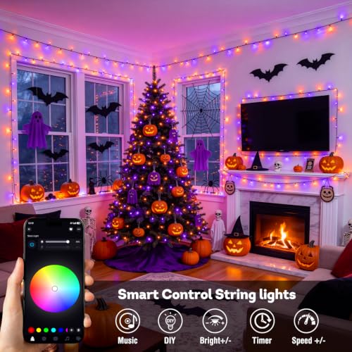 JMEXSUSS Color Changing String Lights for Halloween, 66ft 200 LEDs, RGB