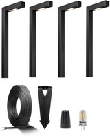 Gardenreet 12V Brass Landscape Black Path Lighting Kit (4 Pack Path Lights) with 100 Feet Cable and 20Pack Wire | Lumora