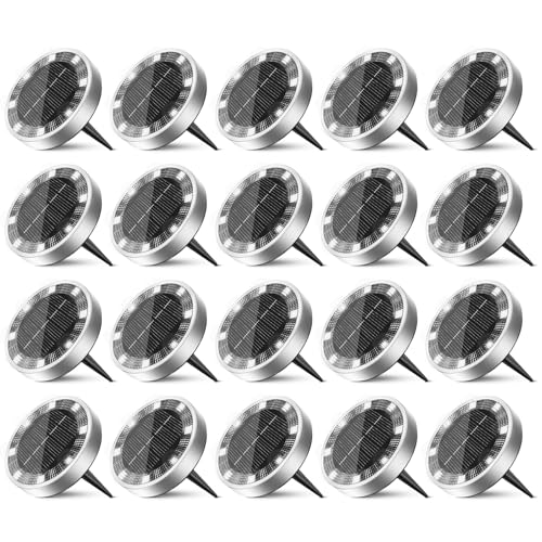 20 Pack Solar Lights Outdoor Waterproof, 8 LED Solar Ground Lights