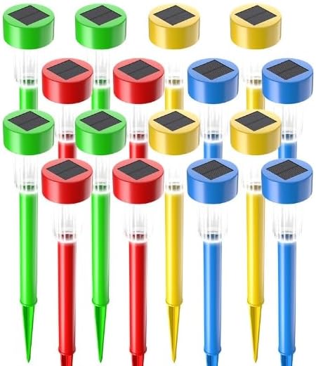Outdoor Solar Landscape Lawn Lights, Suitable for Christmas, Halloween, Weddings, Road and Garden Decoration (White Light - Multi-Color 16-Piece Pack)