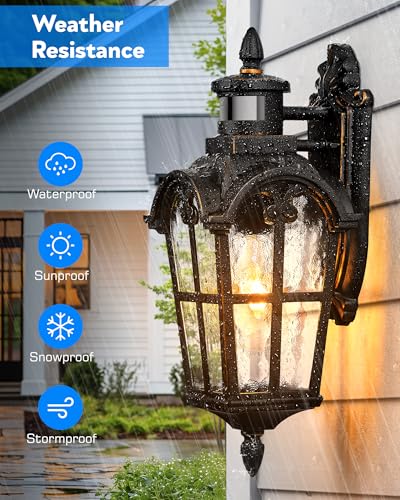 VIANIS Motion Sensor Outdoor Lights, 16.4" H Porch Light Outside Lantern
