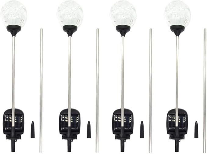 4pcs Solar Glass Ball Lawn Lights LED Ground Plug Landscape Pathway Lighting for Garden Yard Outdoor Solar Color Changing Stake Lamps