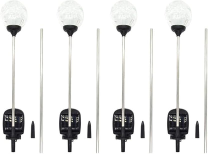 4pcs Solar Glass Ball Lawn Lights LED Ground Plug Landscape Pathway Lighting for Garden Yard Outdoor Solar Color Changing Stake Lamps
