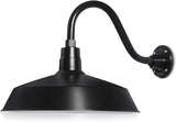 17in. Satin Black Outdoor Gooseneck Barn Light Fixture With 14.5 in. Long Extension Arm - Wall Sconce Farmhouse | Lumora