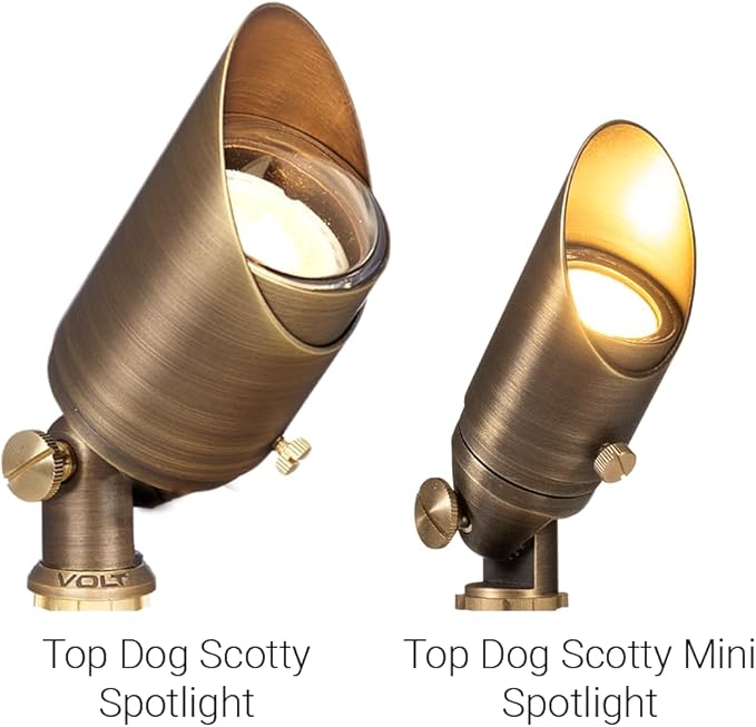 VOLT Top Dog Scotty 12V Cast Brass Mini Outdoor Spotlight (Bronze) for Low Voltage Landscape Lighting of Yard | Lumora
