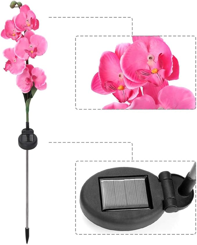 Yosoo Garden Solar Lights Moth Orchid Shape Solar Light-Activated LED Pathway Light for Lawn Garden Courtyard