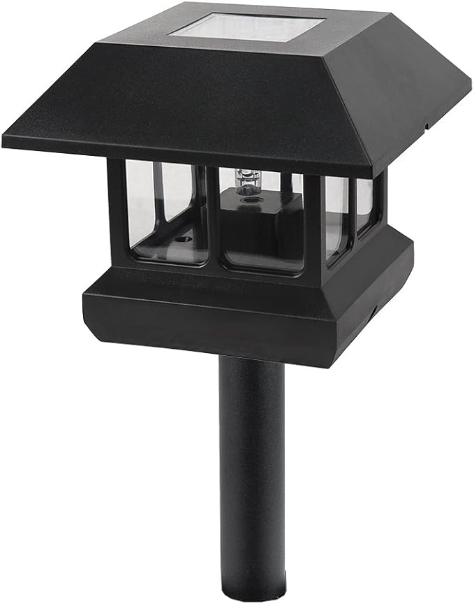 Sterno Home GL23124 GL23124BK Paradise Plastic Solar Post Light with White LED and Clear Lens, Black