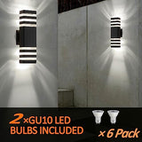 tewei 6-Pack Black Outdoor Light Fixtures, Modern LED Exterior Wall Lights