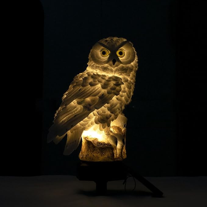 2 Pack Owl Solar Lights Outdoor Garden Resin Waterproof Garden Decorations with Stake for Patio, Yard, Lawn, Walkway Decoration Scare Birds Away(Brown)
