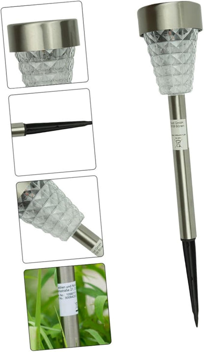 Waterproof Solar Garden Lamp Outdoor LED Inserting Ground Light Stainless Steel Lawn Path Light for Yard Landscape Lighting