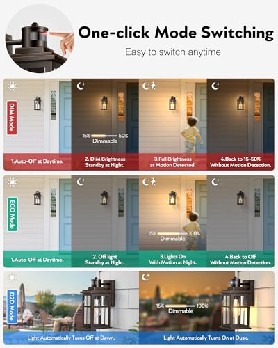 Distance-Adjustable Outside Lights for House, 2-Pack Oil Rubbed Bronze Porch Light, Waterproof Dusk to Dawn Exterior Lighting Fixtures Sconce, Anti-Rust Outdoor Lanterns for Porch, Garage
