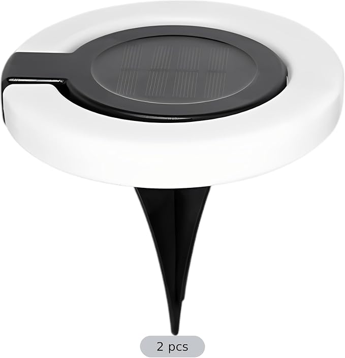 2 Pcs Waterproof Led Ground Lighting, Outdoor Solar Pathway Lights 5.9 X 5.51 in, Dusk to Landscape Lighting, Aa/300 Mah Battery, for Patio Yard Garden Stair Balcony